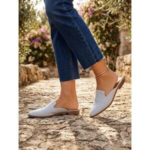 Indigo Rd Women’s Hayze Striped Slip On Pointed-Toe Mules Size 7.5 White